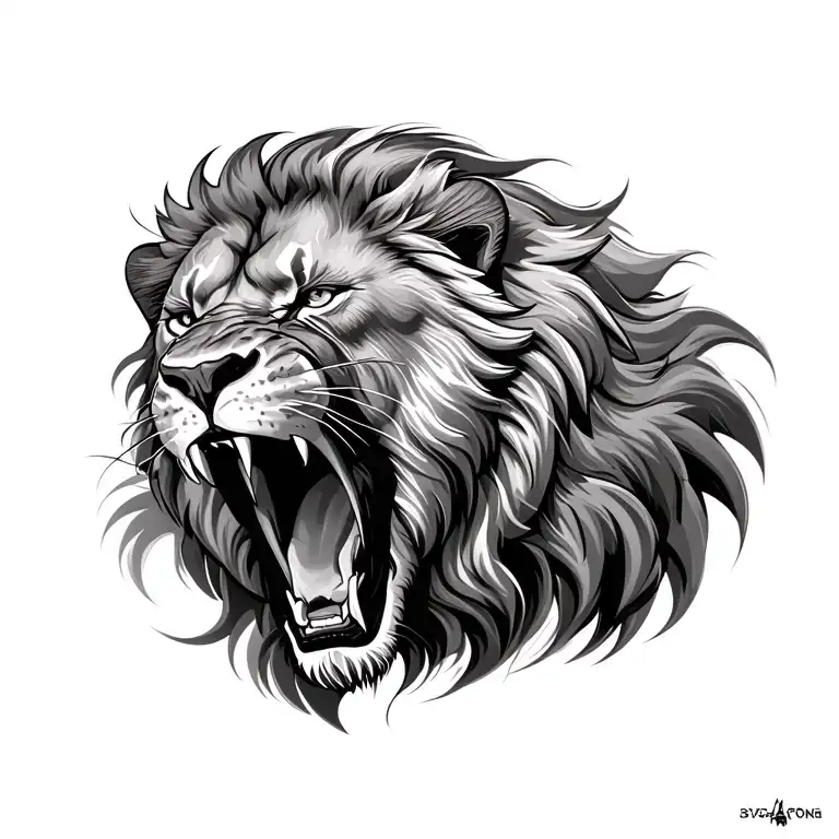 Realistic Aggressive Roaring Lion