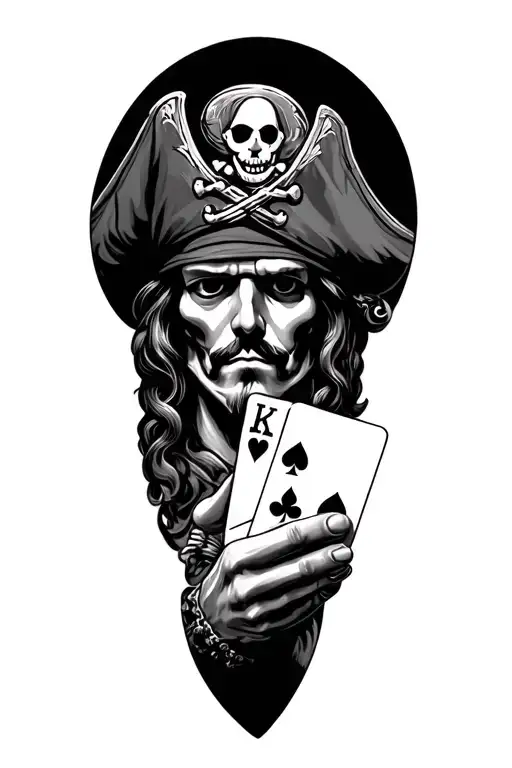 Pirate Playing Blackjack Hand