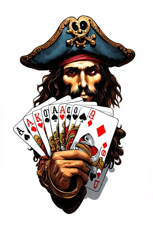 Pirate Playing Blackjack Hand
