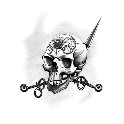 Skull With Barbed Wire Arm Sleave