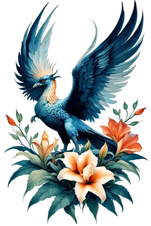 Phoenix Rising From Gladiolus Flowers