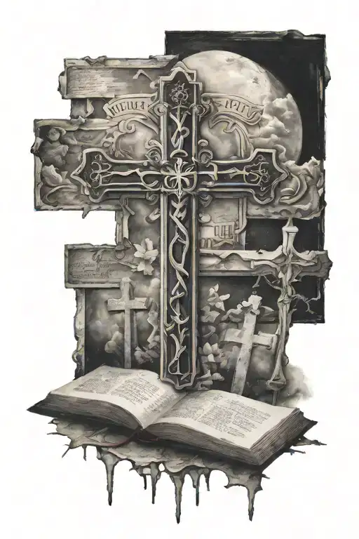 Three Crosses And A Bible Verse