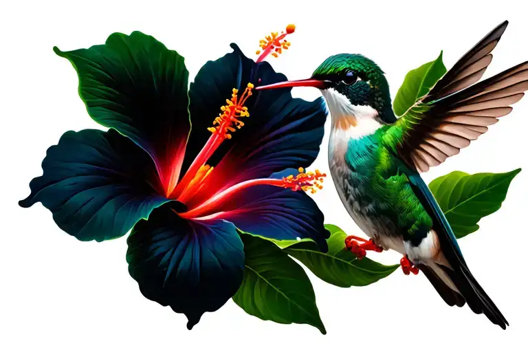 Humming Bird Feed From A Hibiscus Flower