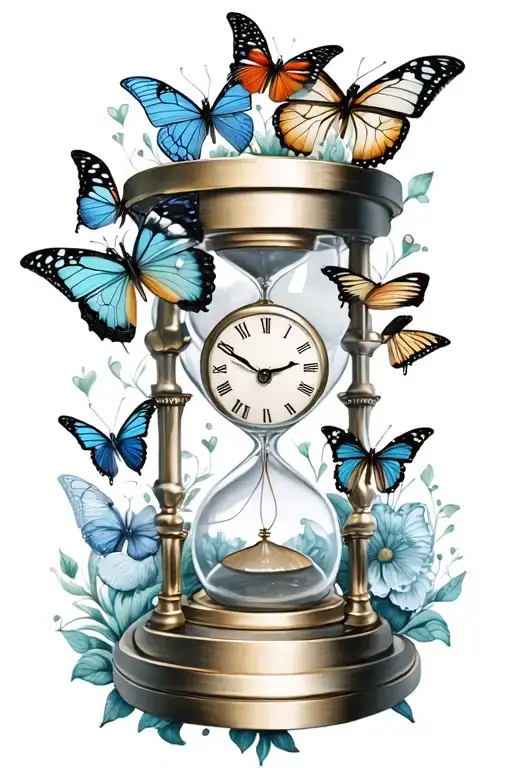 Butterflies Hourglass Clock
