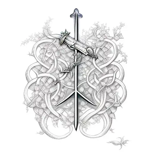 Sword Surrounded By Vines