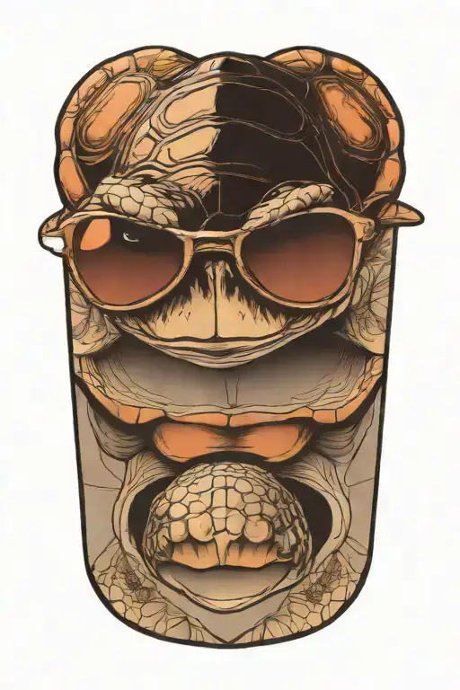 A Turtle Wearing Sunglasses On His Face While Sitting