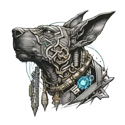 Anubis With Cyberpunk Inspired Tattoo Featuring