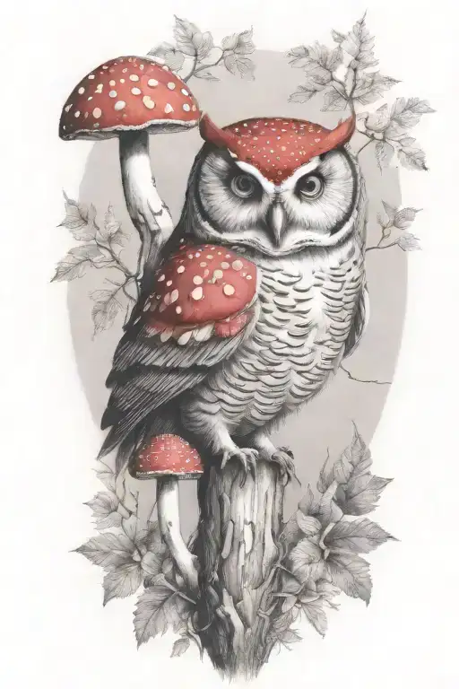 Owl Fly Agaric Mushroom