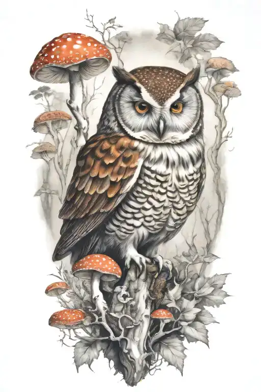 Owl Agaric Mushroom Forest