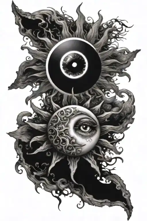 Sun And Moon With Eye In The Midddle
