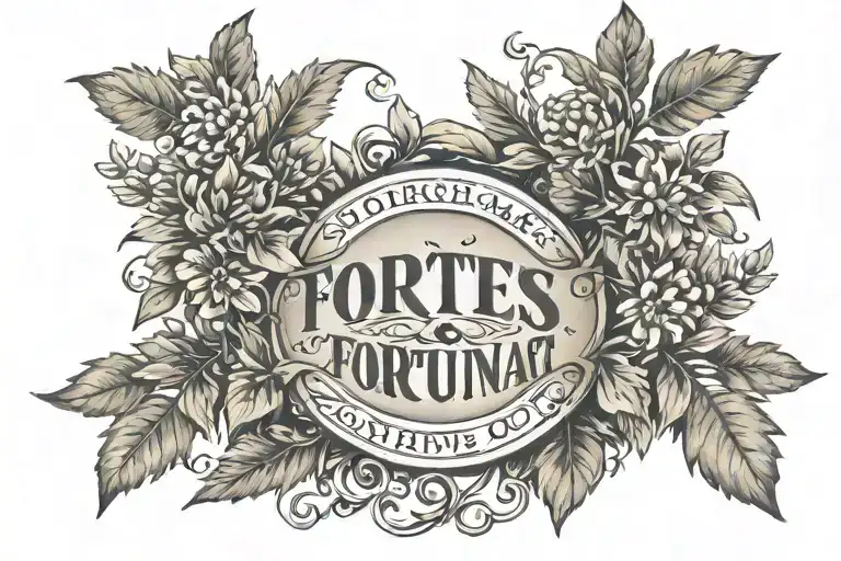 Fortes Fortuna Adiuvat Lettering With Laural Wreath