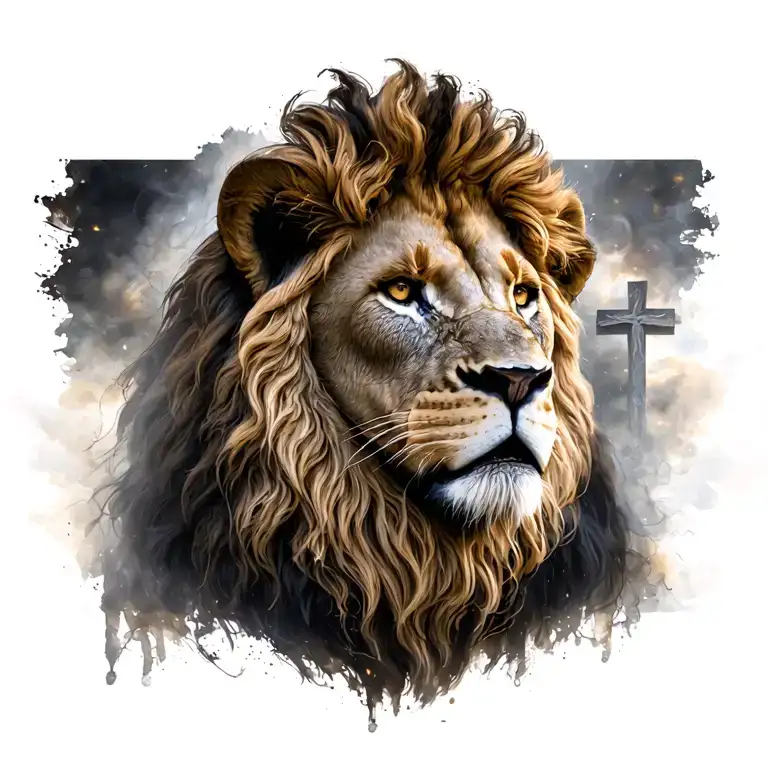 Lion Of Judah Overlayed With A Cross