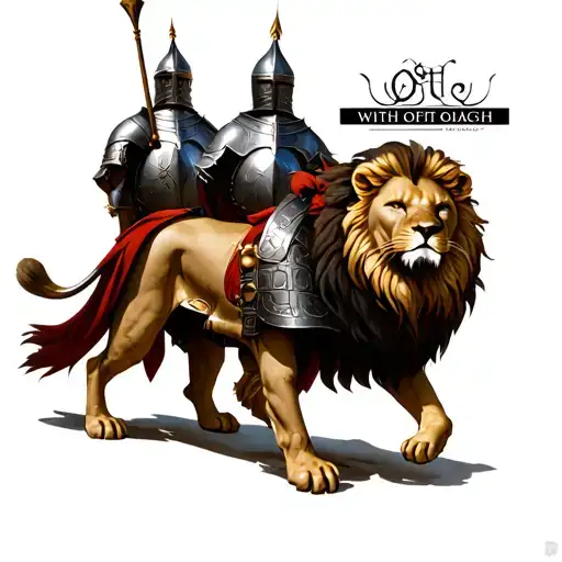 The Lion Of Judah Walking With A Crusader Knight