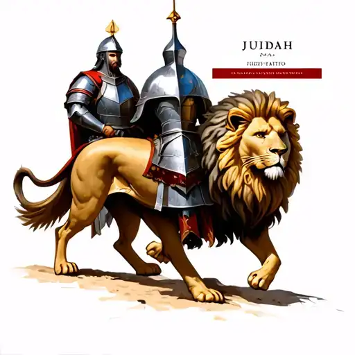 The Lion Of Judah Walking With A Crusader Knight