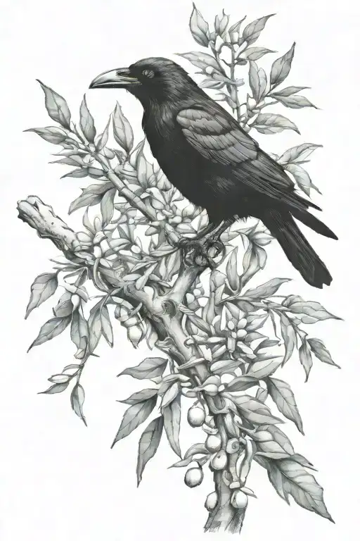 Crow In Olive Tree