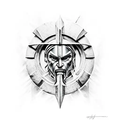 Spartan Warrior In Storm