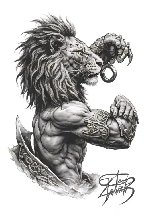 Lion Head With Gladiator