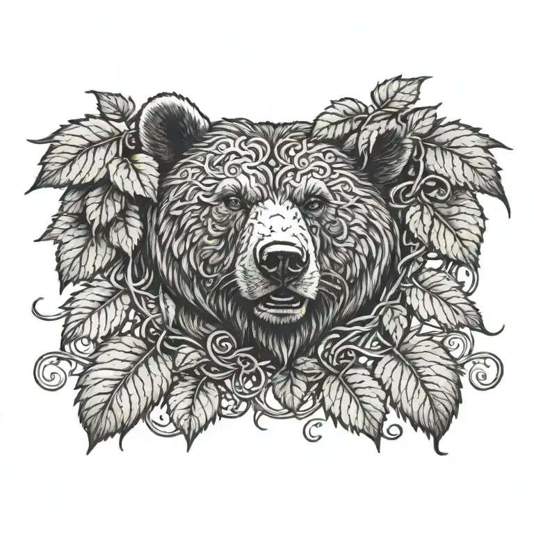 Grape Vine Wrapping With Knot Work And Bear Head