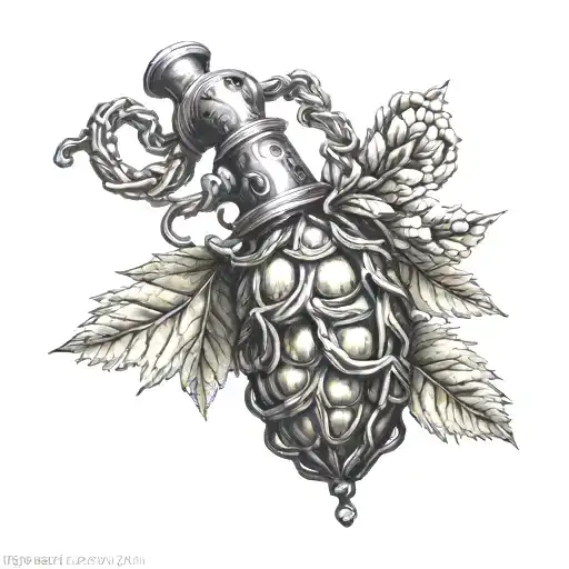 Grape Vine Wrapping A Hand Grenade With Knot Work