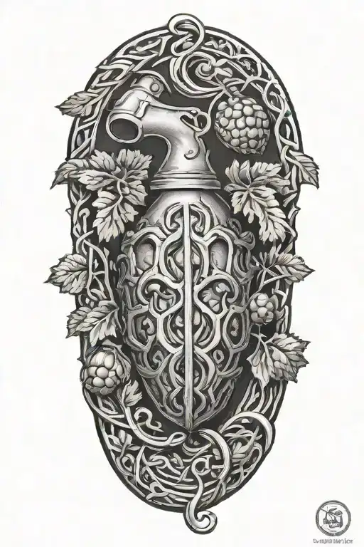 Grape Vine Wrapping A Hand Grenade With Knot Work