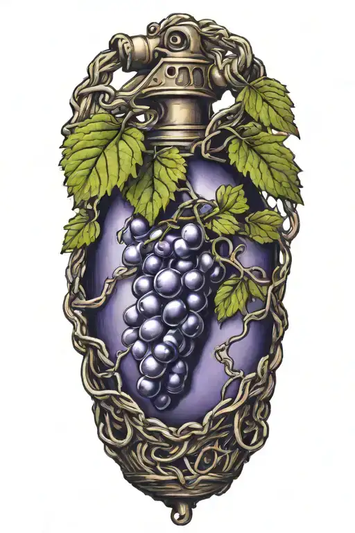 Grape Vine Wrapping A Hand Grenade With Knot Work