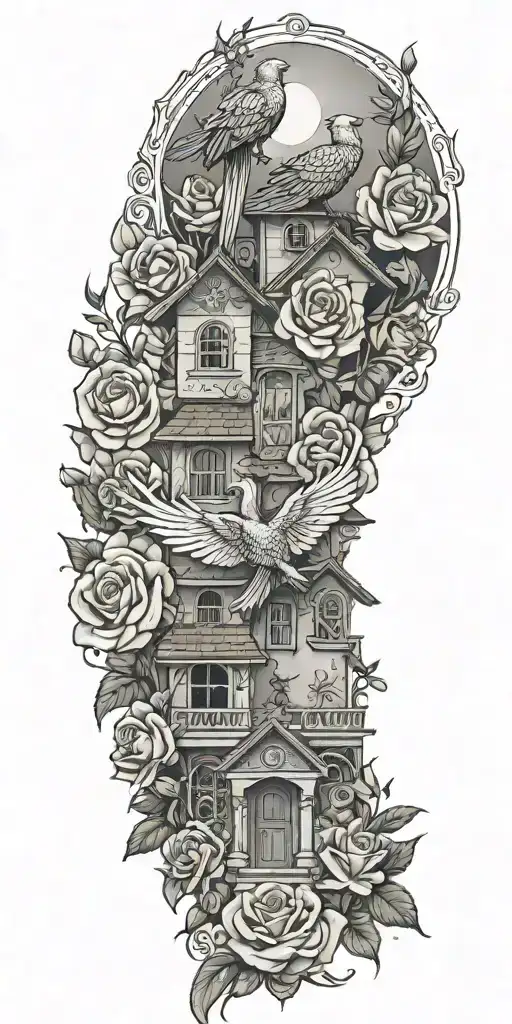 Roses And A Phoenix And A Traditional Lebanese House