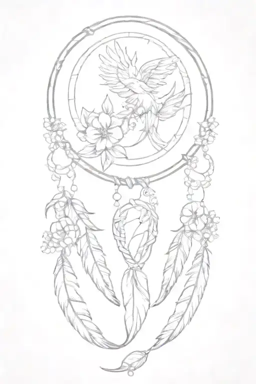 Dream Catcher Phoenix Flowers Intertwined Infinity Symbols