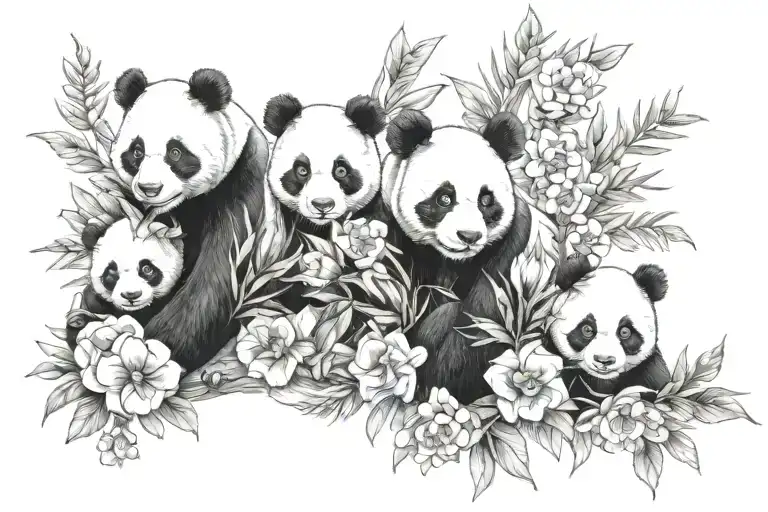 Family Pandas Floral
