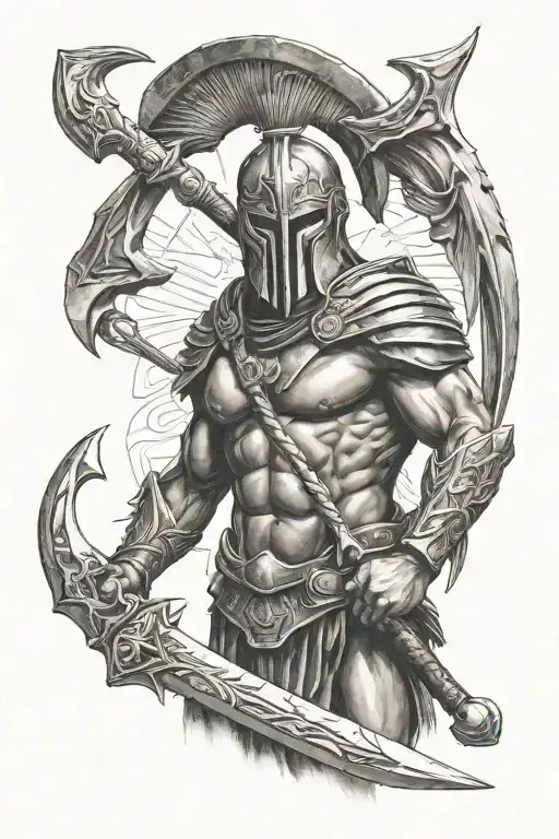 Spartan Soldier Holding A Trident