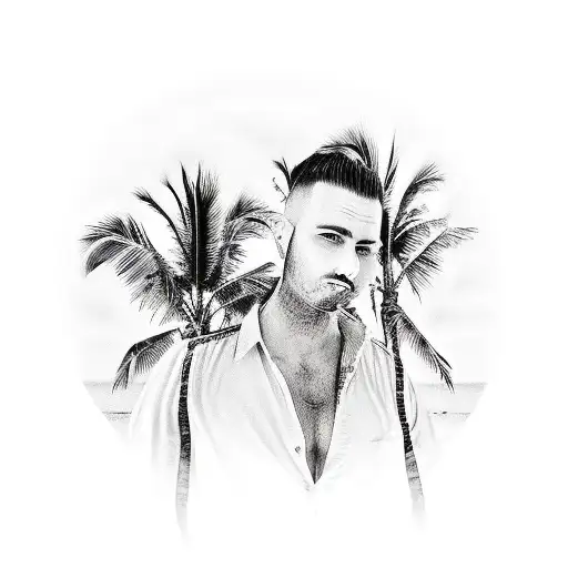 Beach Portrait With Palm Trees