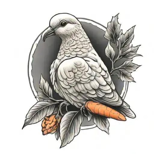 Dove Holding Carrot