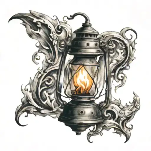 Latern With Fire Flames