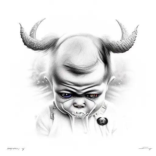 Crying Child Protected By A Demon