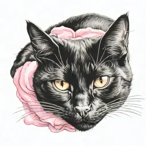 Black Cat Laying Down With Pink Nose