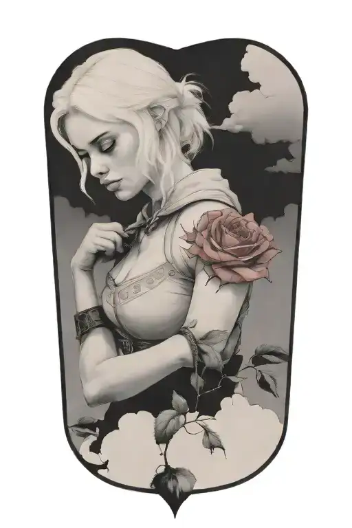 Ciri Snifing Rose In Storm