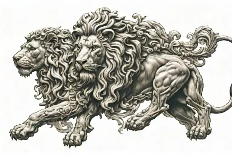 Roman Lion With Roman Collessuem