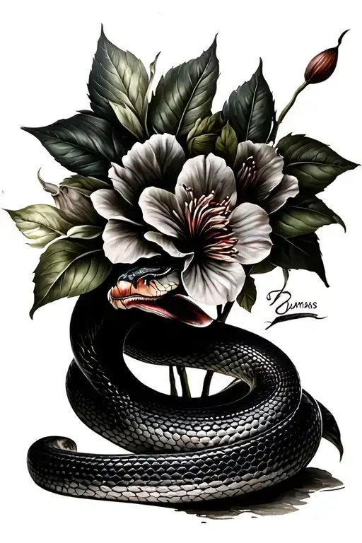 Snake And Flowers Growing