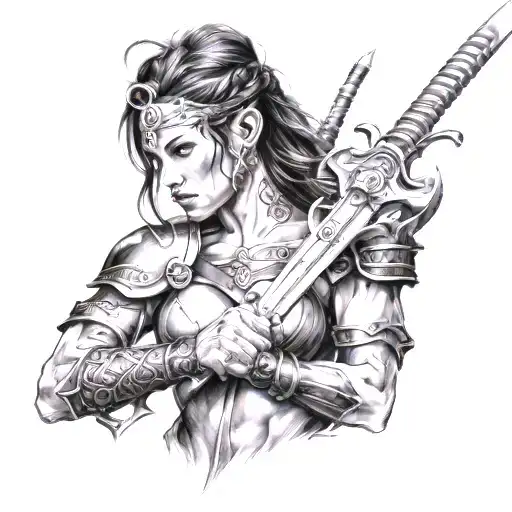 Warrior Woman Holding A Sword