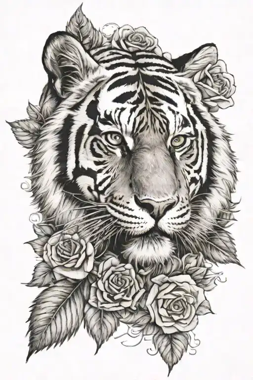 Tiger And Roses