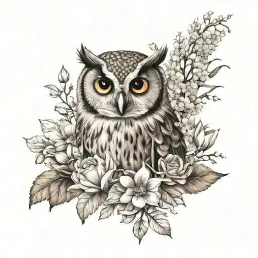Owl And Flowers