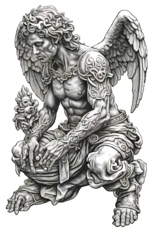 Realistic Kneeling Angel