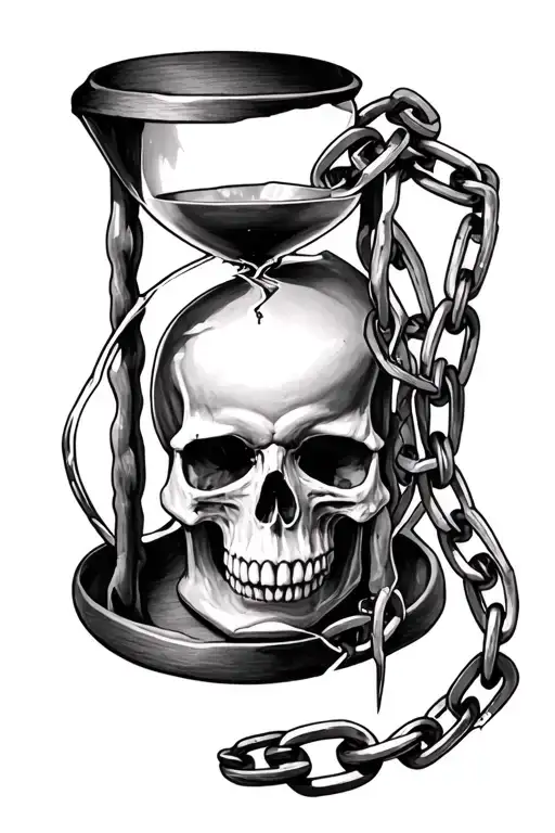 Skull Hourglass Broken Chain