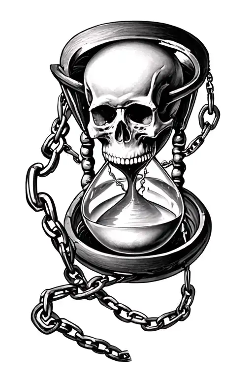 Skull Hourglass Broken Chain Intertwined