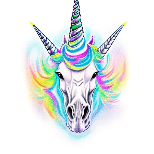 Unicorn Skull With Bright Hair