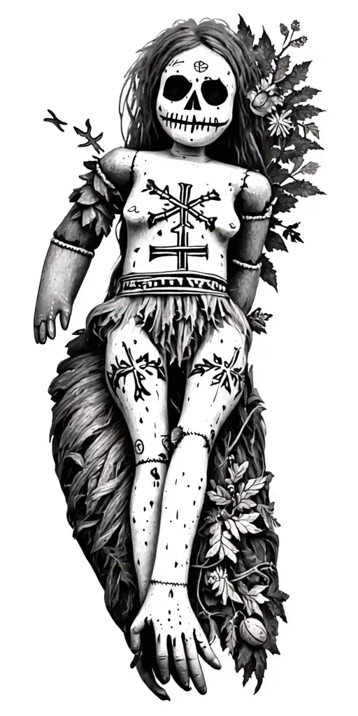 A Voodoo Doll Surrounded By Symbols Of Norway Nature