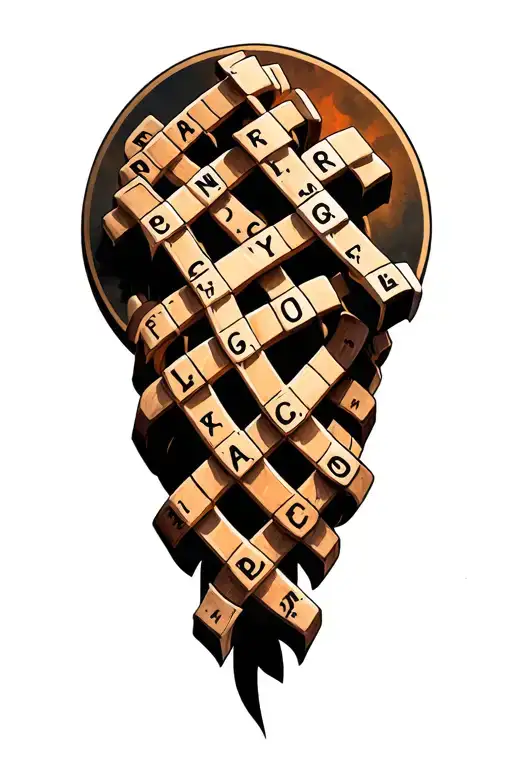 Crossword Puzzle Piece Intertwined