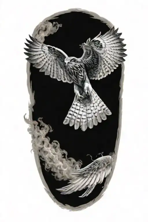 Falcon Swooping Down Wings Spread