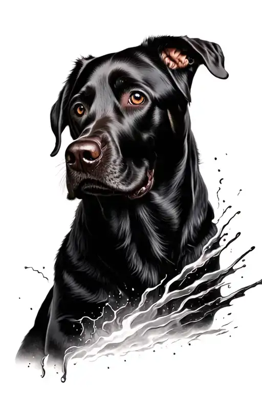 Black English Lab Dog Head Emerging From A Storm Brewing