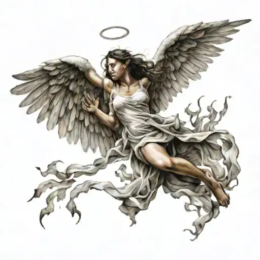 Falling Angel Falling With Burning Wings Spread Wide