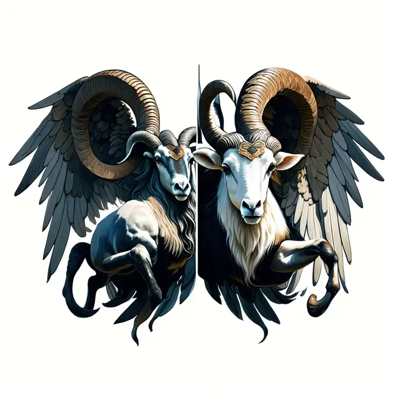 Capricorn Zodiac Sign Half Ram Half Angel Flying